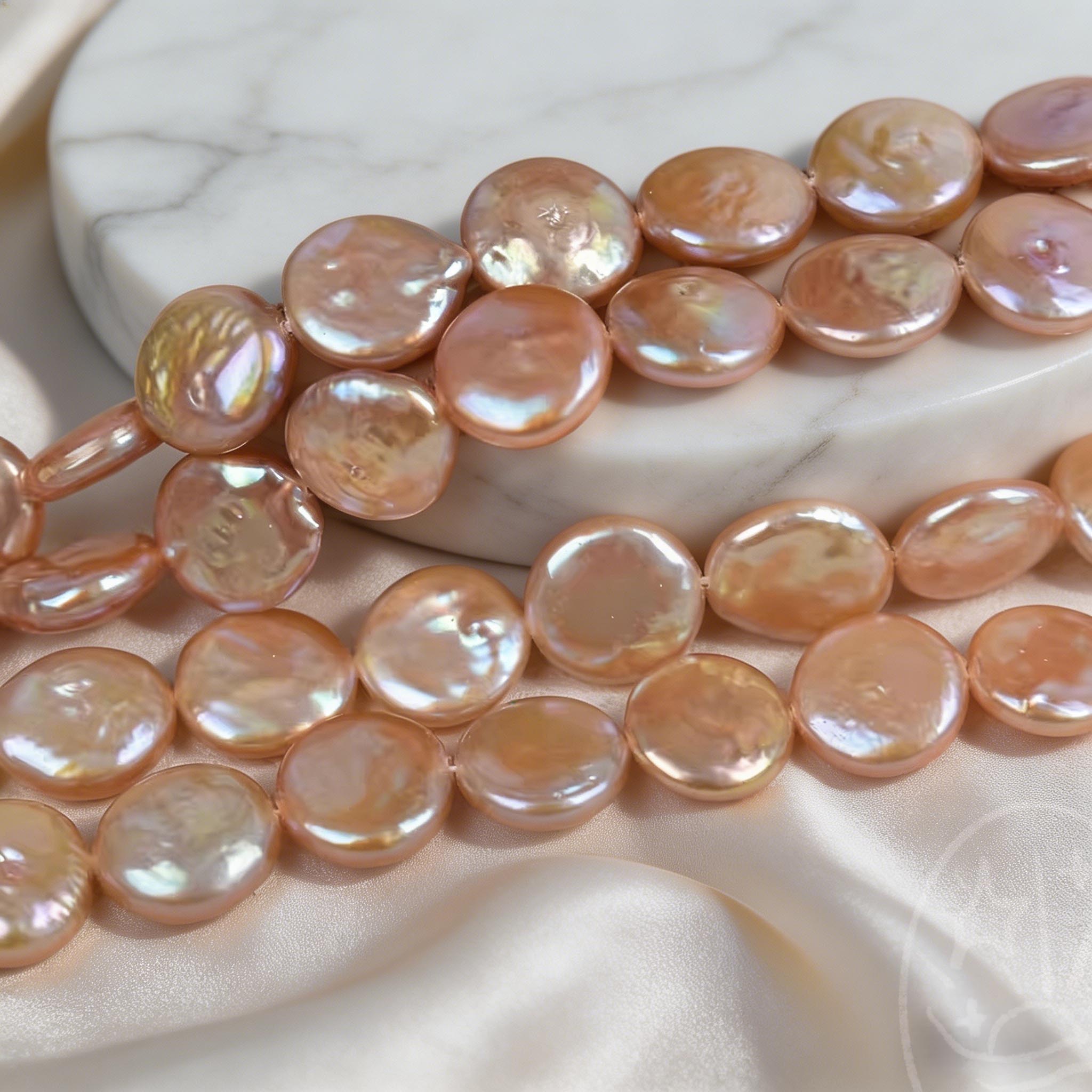 Glow Button Shape Pearl Strand (20 pcs, 12mm, Full Drill)