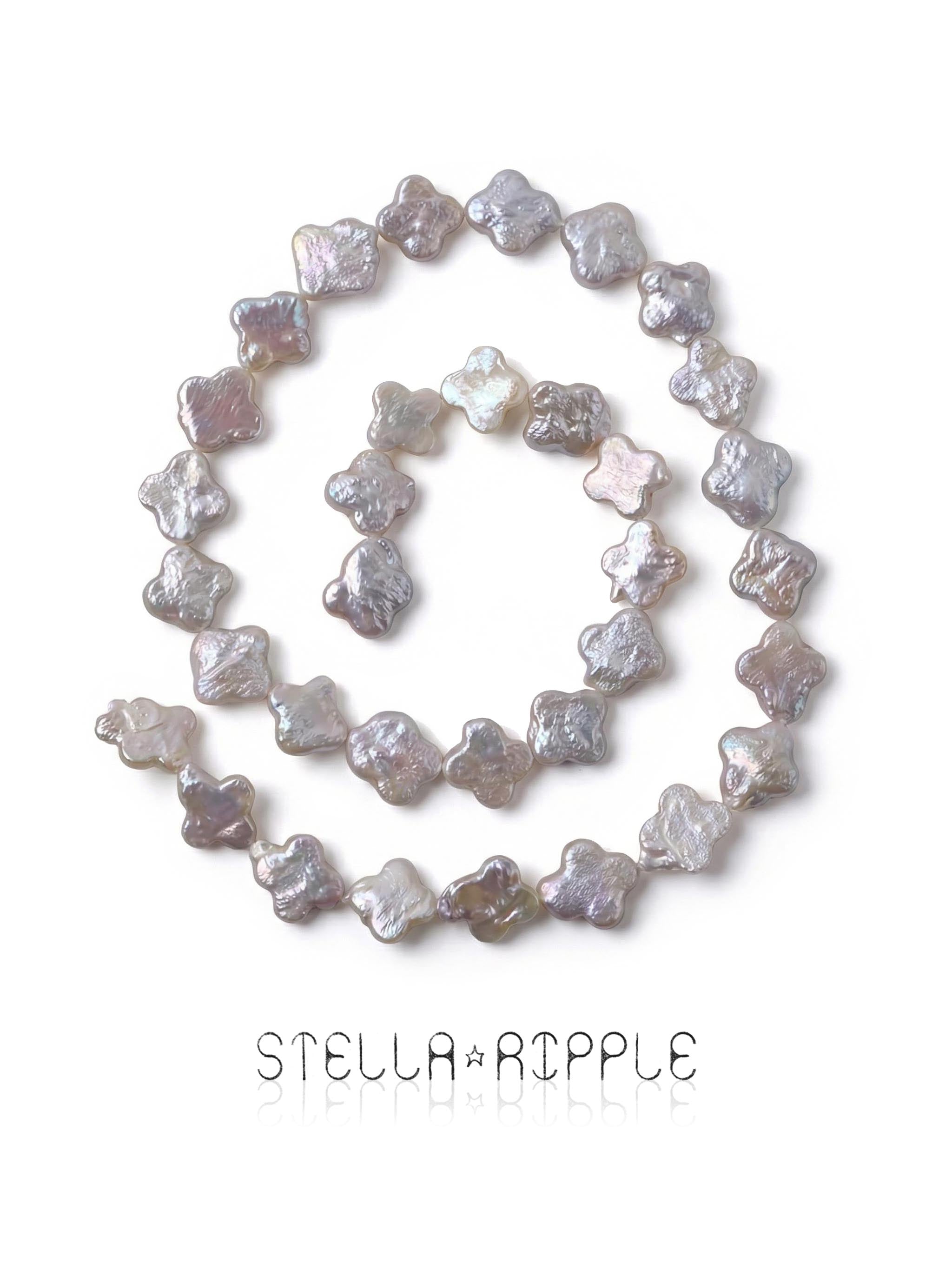 Halo Clover Shape Pearl Strand (20 pcs, 9–10mm, Full Drill)