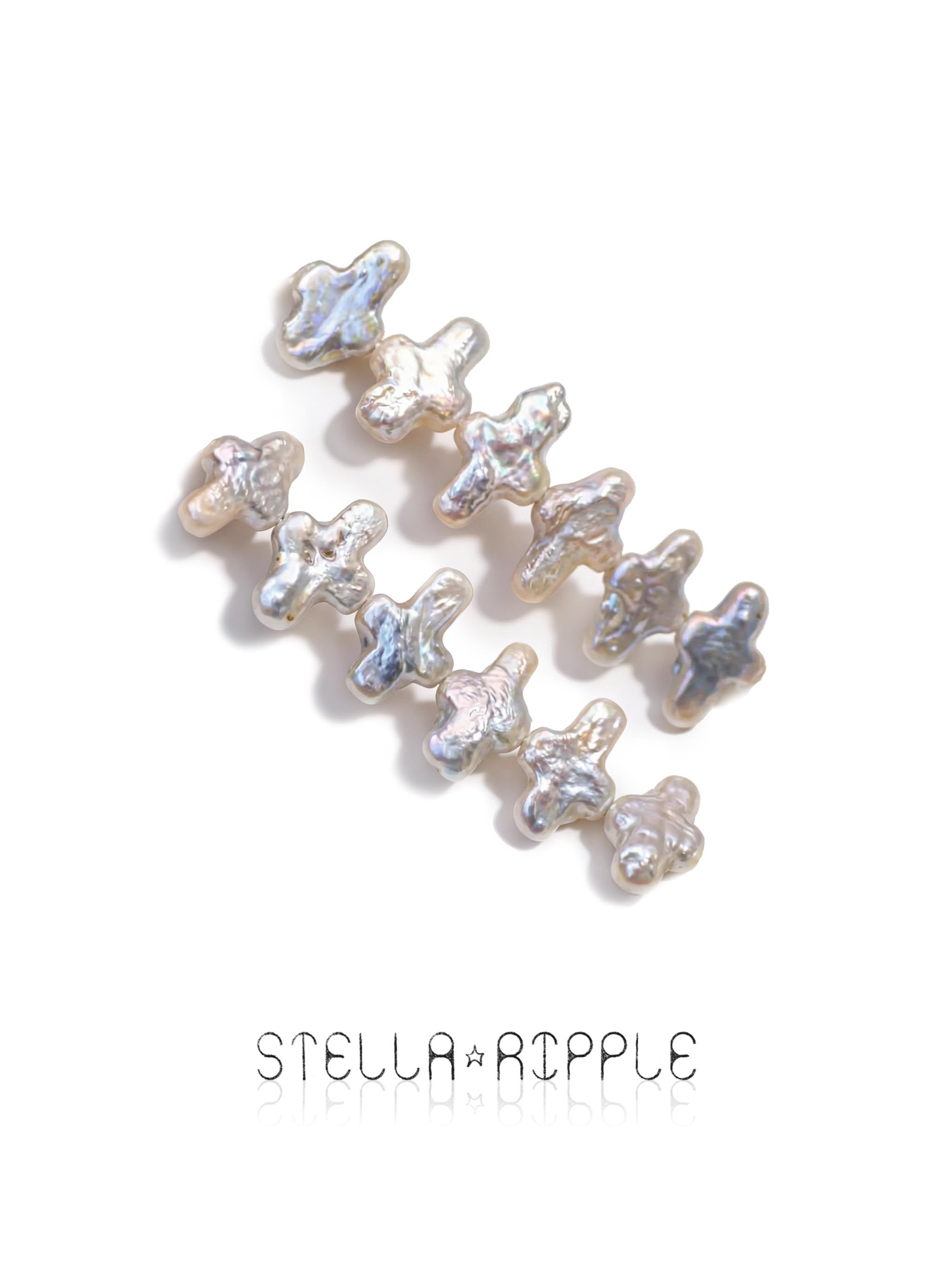 Halo Cross Shape Pearl Strand (20 pcs, 7–12mm, Full Drill)