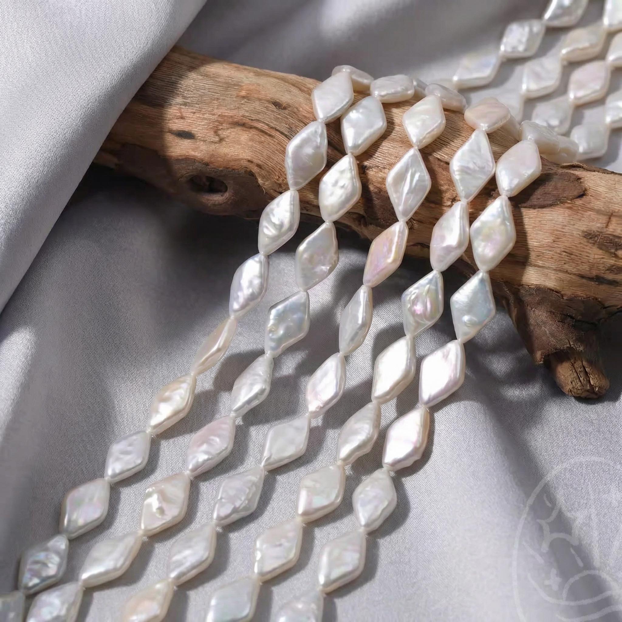 Halo Diamond Shape Pearl Strand (20 pcs, 8×15mm, Full Drill)