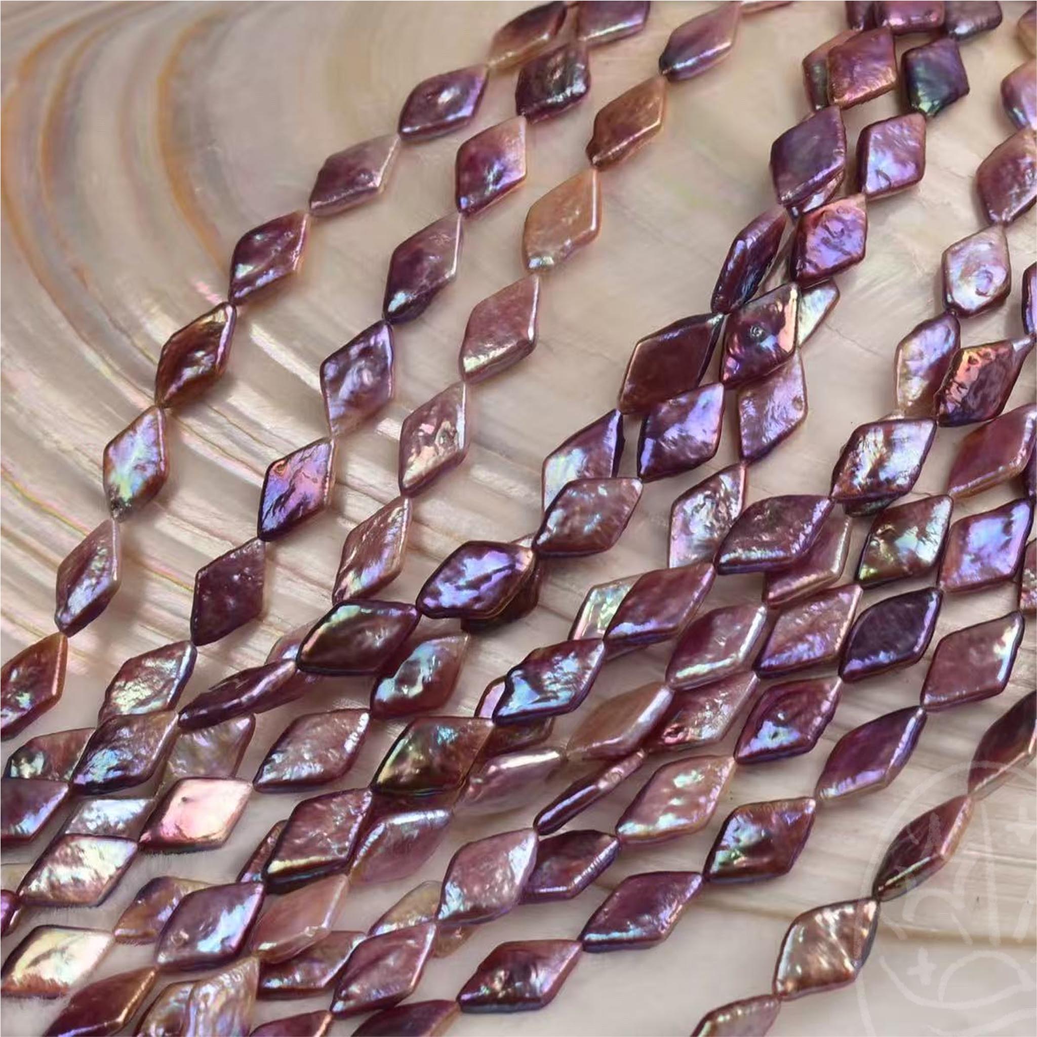 Prism Diamond Shape Pearl Strand (20 pcs, 10–16mm, Full Drill)