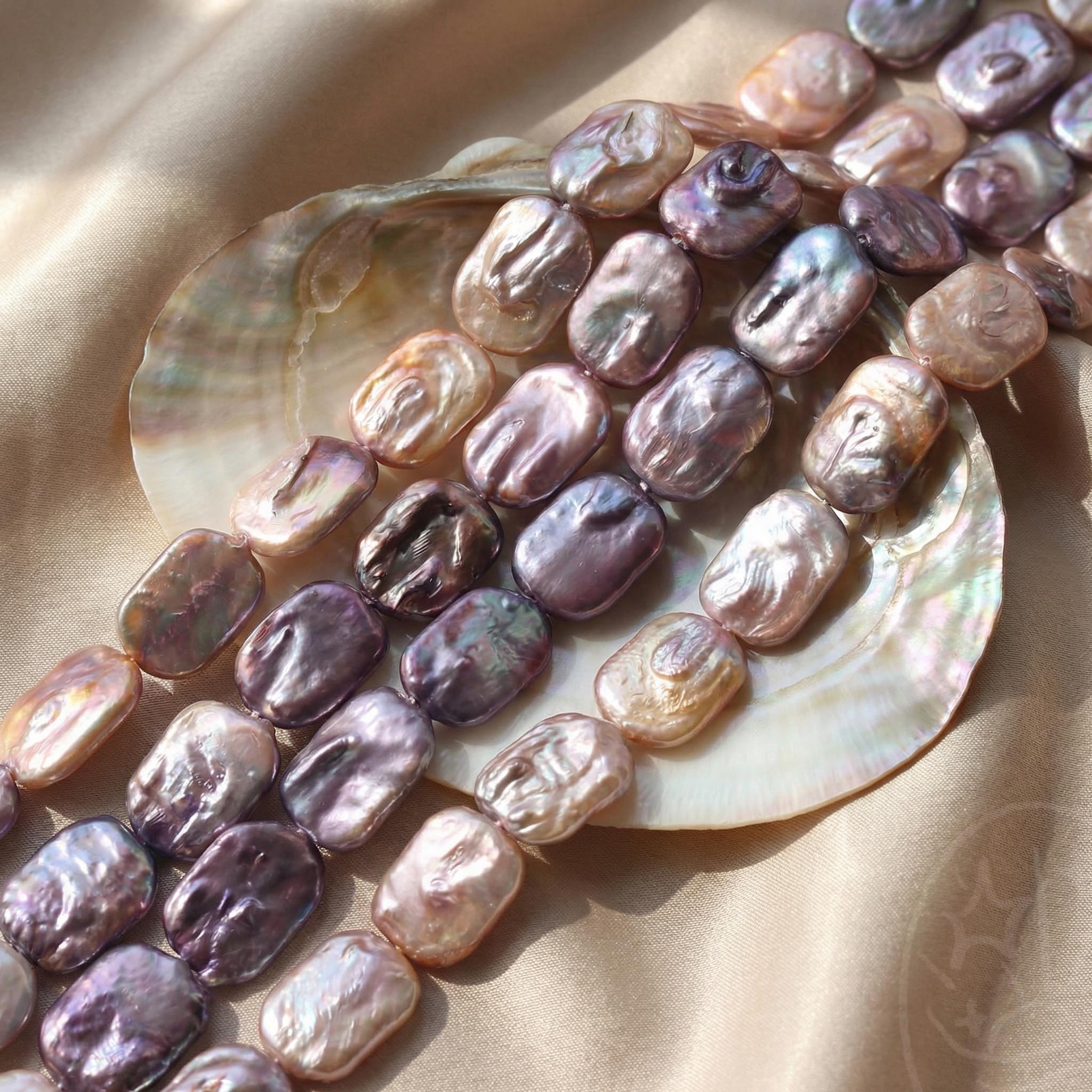 Prism Square Shape Pearl Strand (20 pcs, 13–18mm, Full Drill)