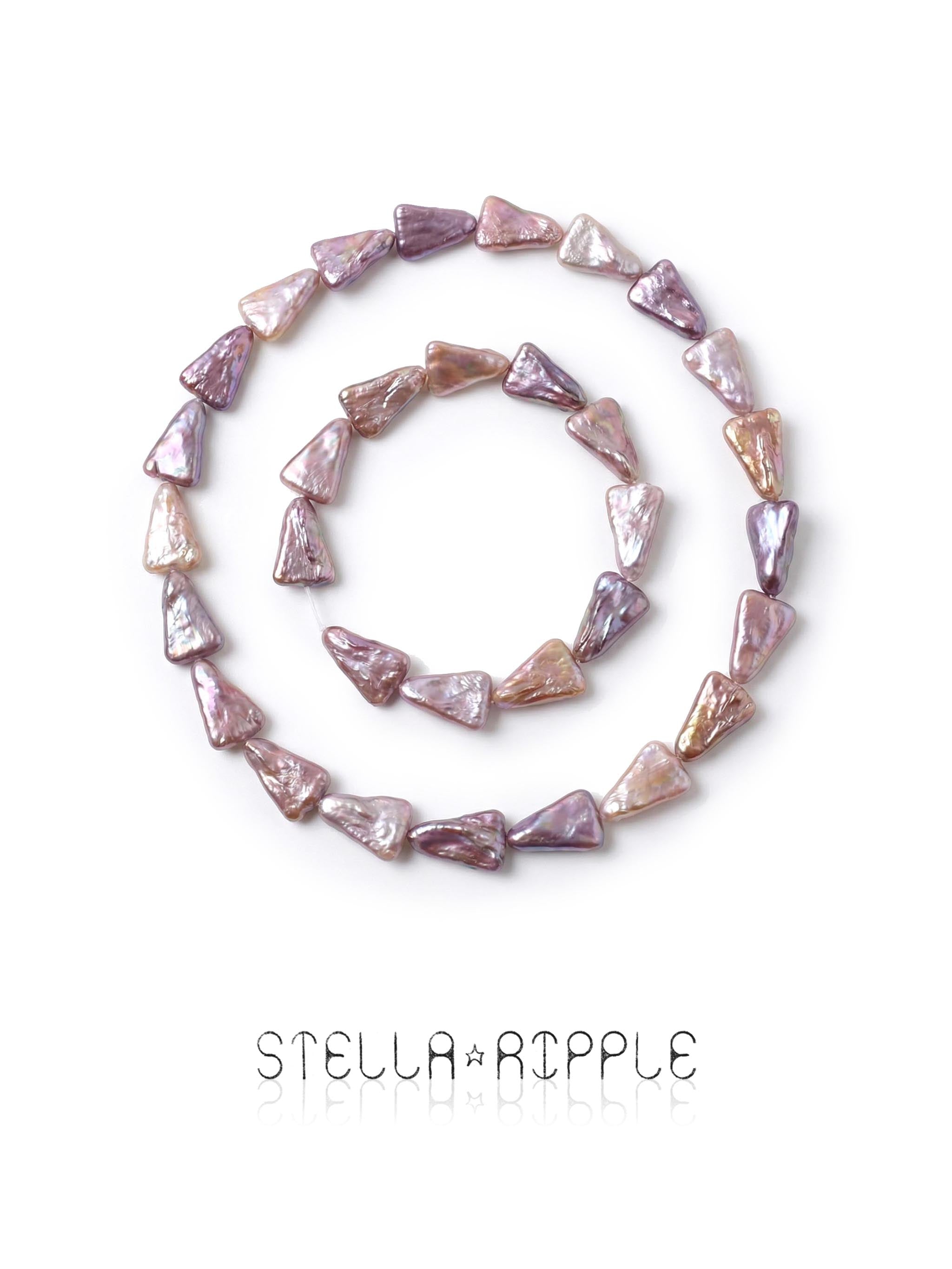 Prism Triangle Shape Pearl Strand (20 pcs, 8–12mm, Full Drill)