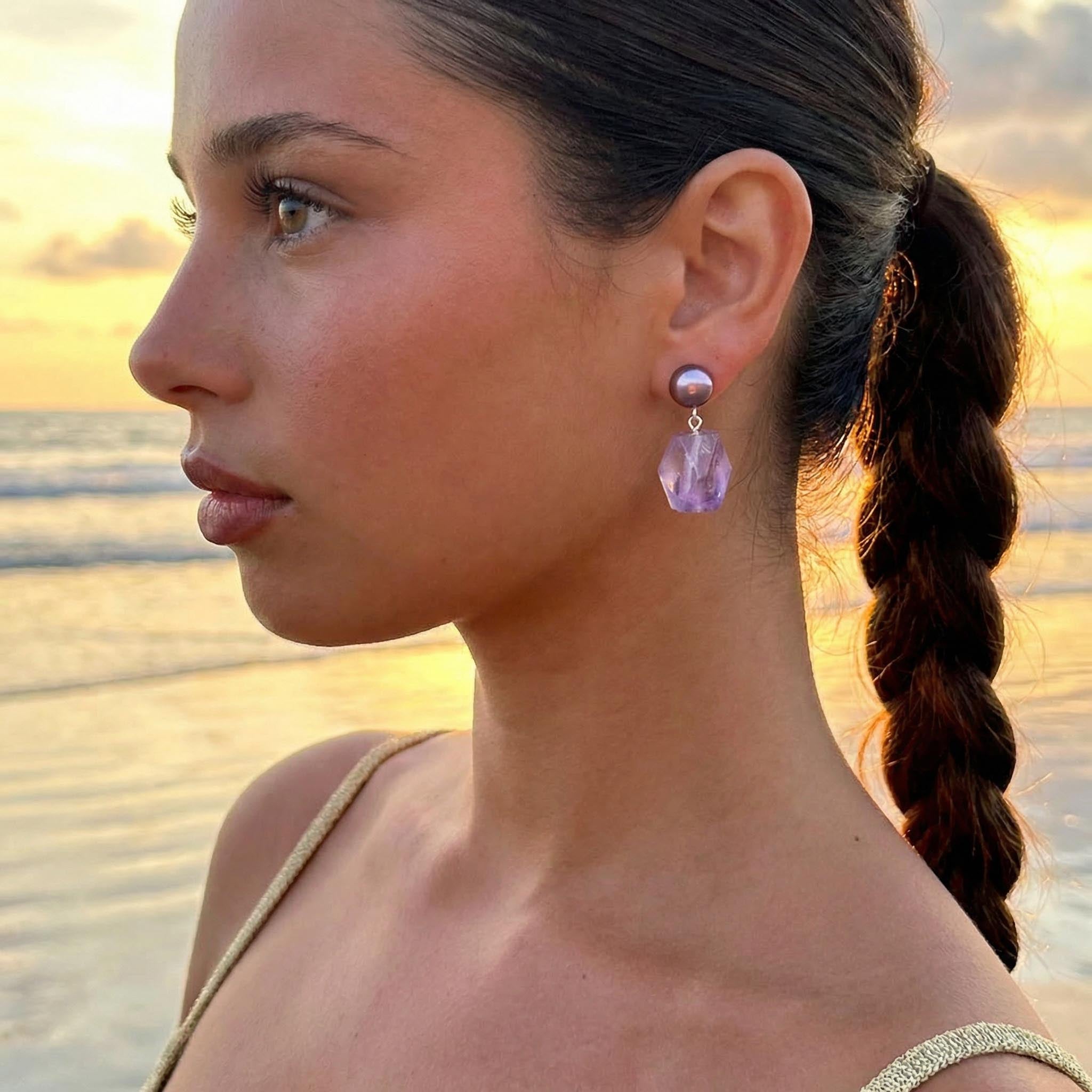Faceted Amethyst Aurora Earrings