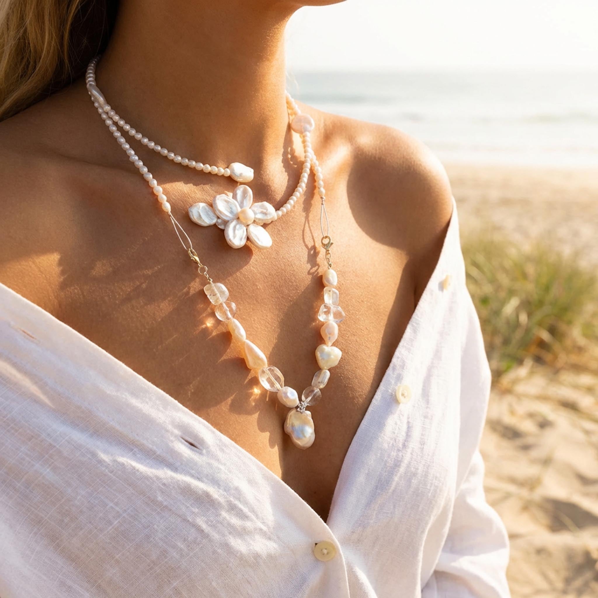 Misty Ocean Waves Necklace